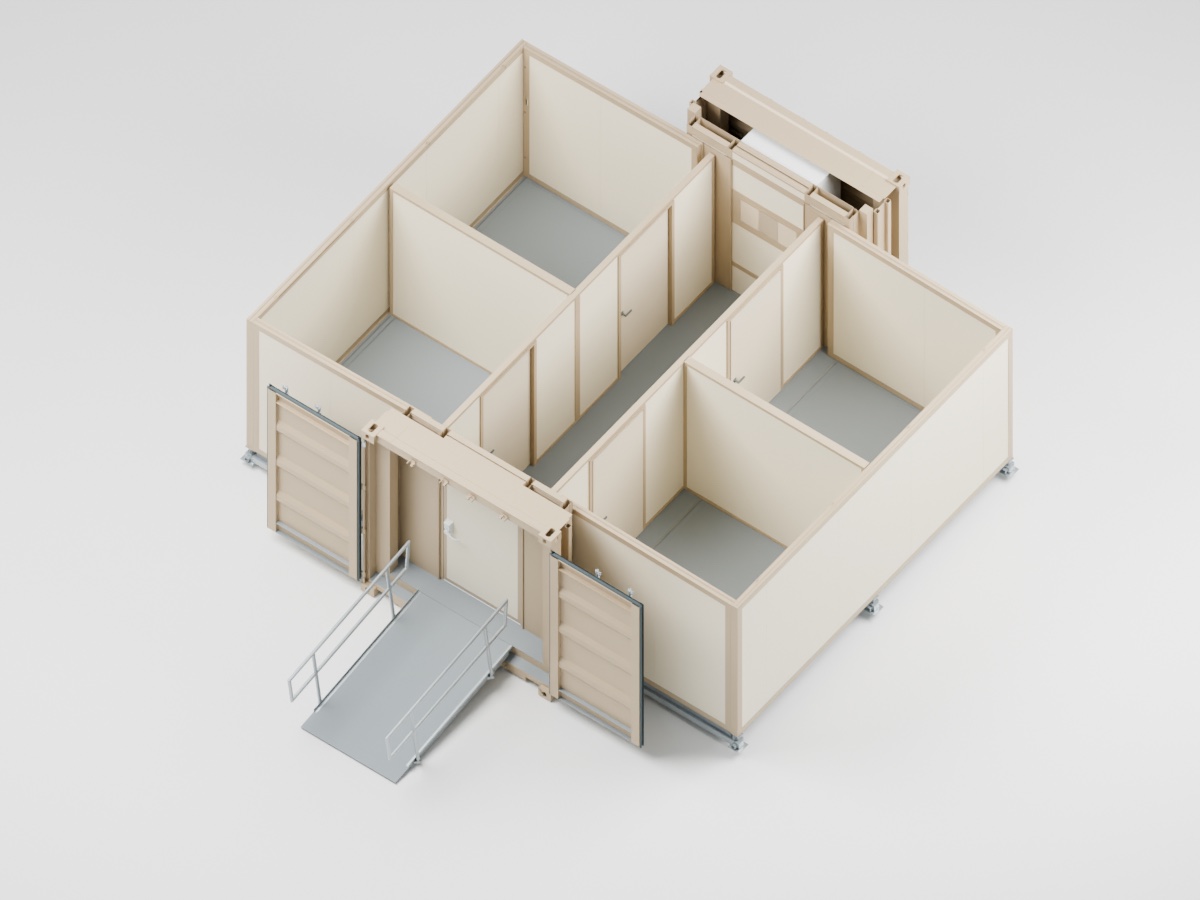 C-FORTS planning concept with four rooms connected by a central hallway