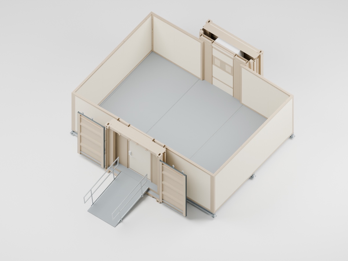 C-FORTS roof-off rendering showing the open central structure and side wings