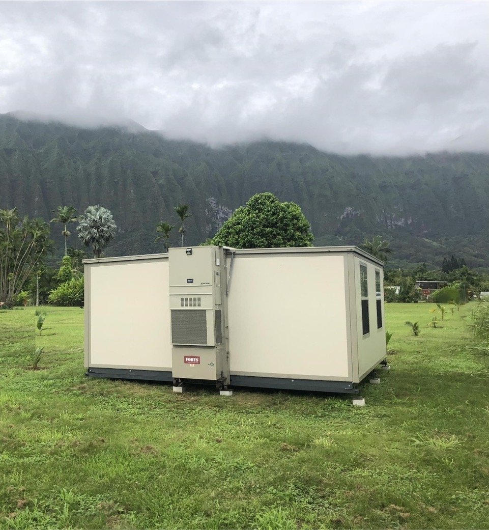 Actual deployed FORTS shelter in an outdoor field setting