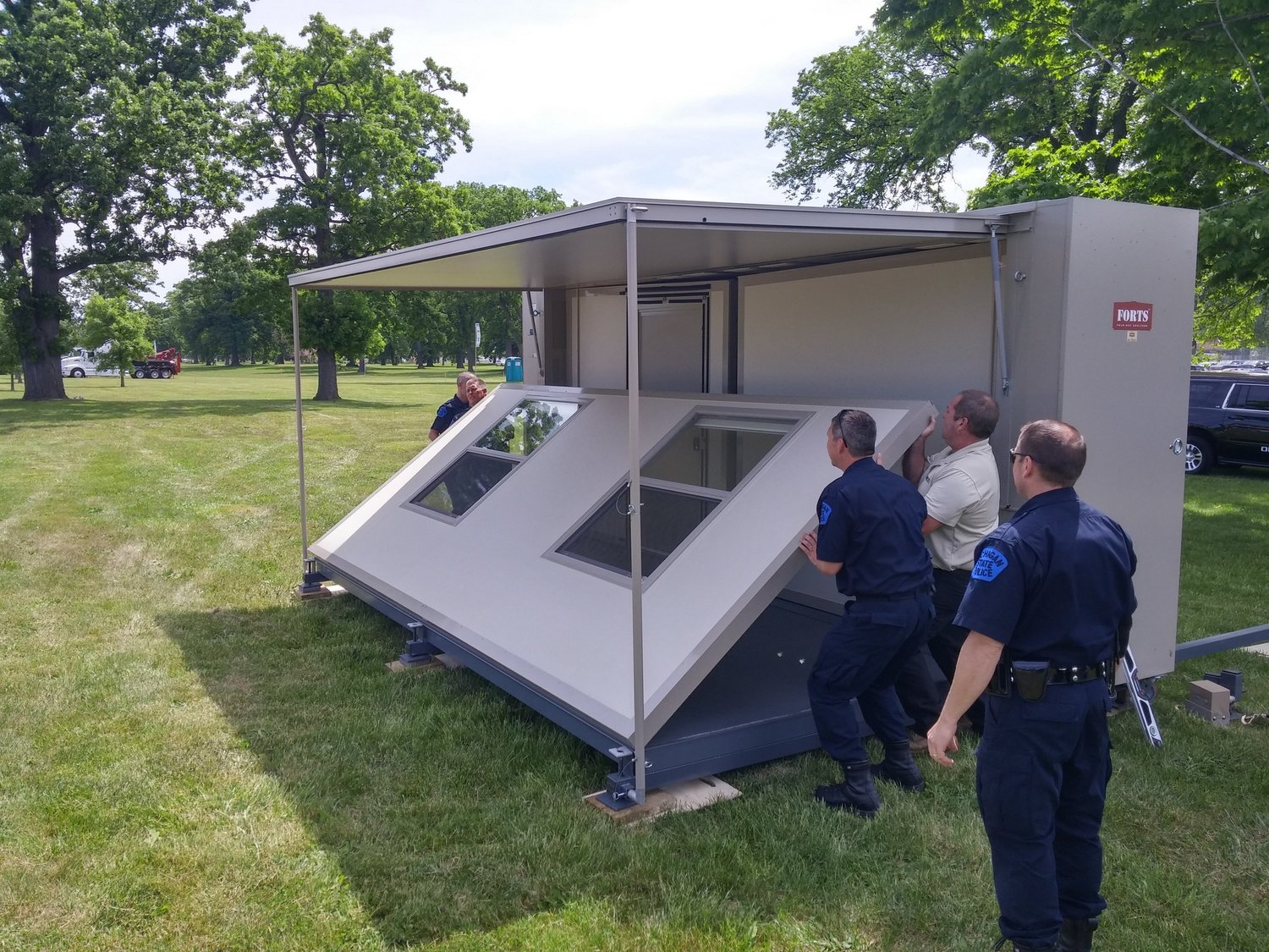 Actual Michigan State Police-branded FORTS shelter